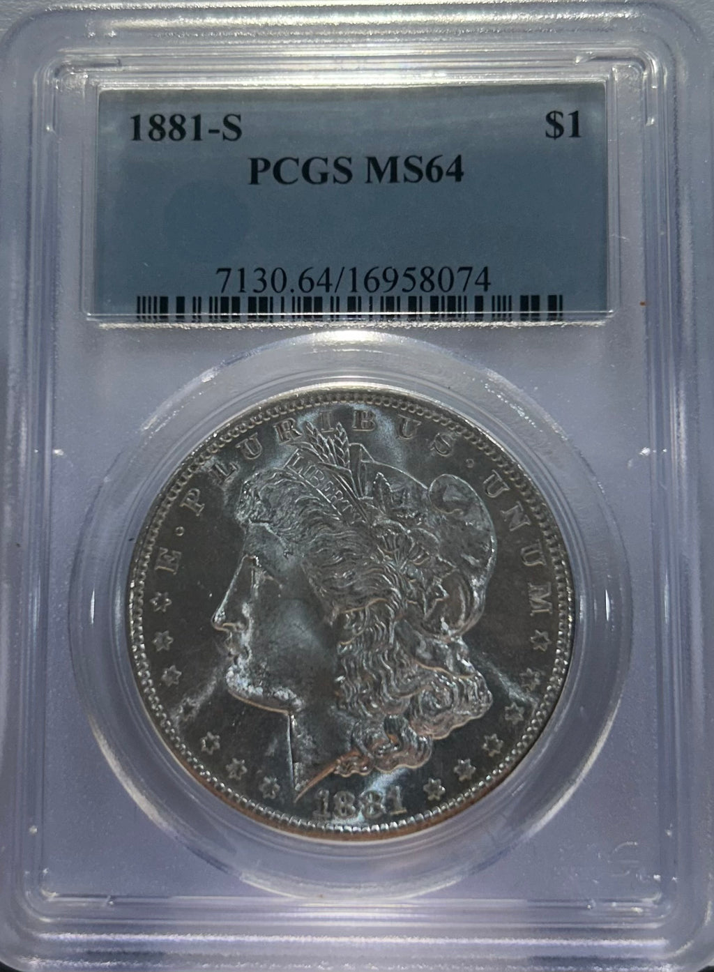 Silver Morgan Dollar 1881-S PCGS MS64