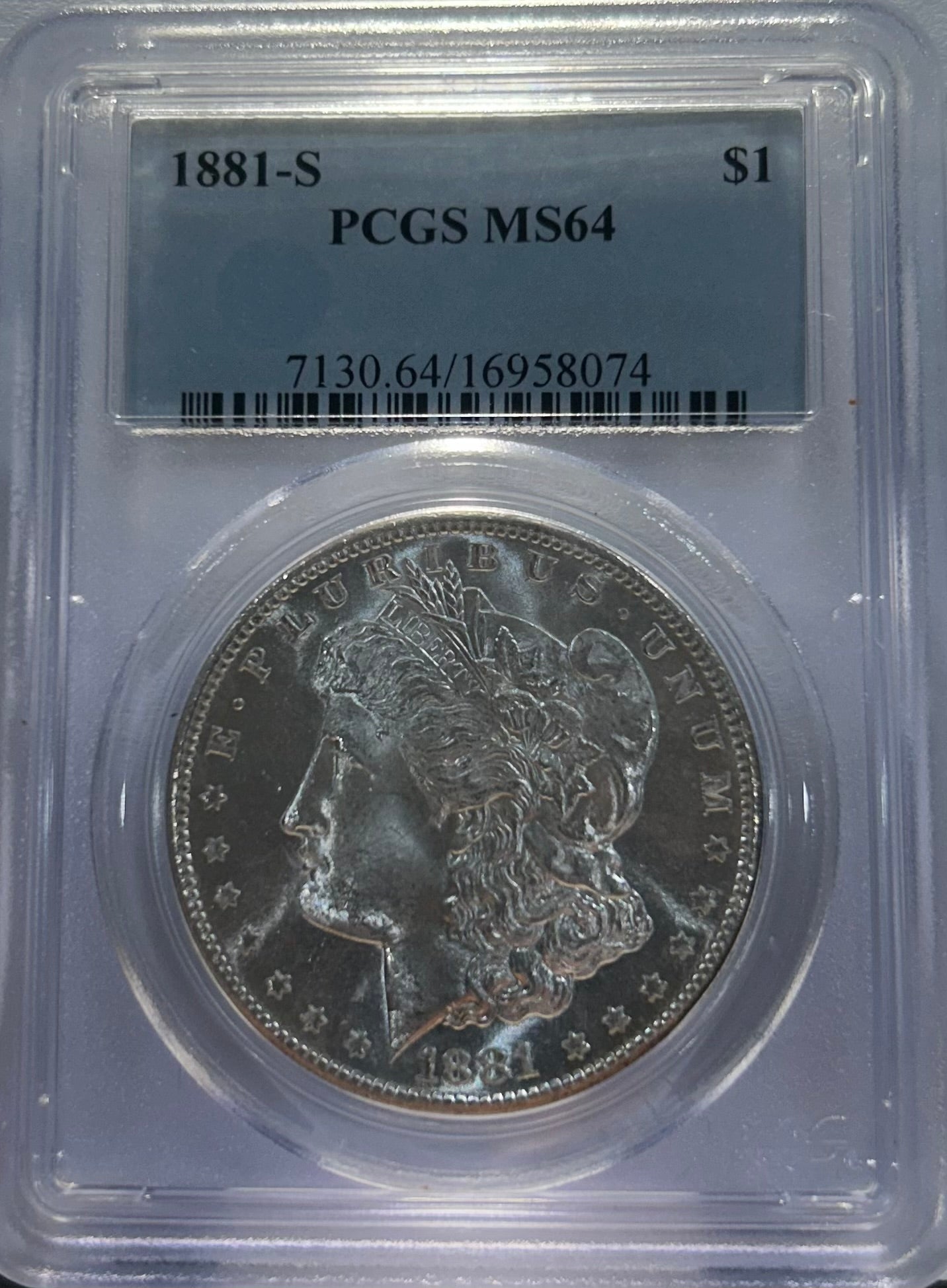 Silver Morgan Dollar 1881-S PCGS MS64