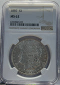 Silver Morgan Dollar 1887 NGC MS62