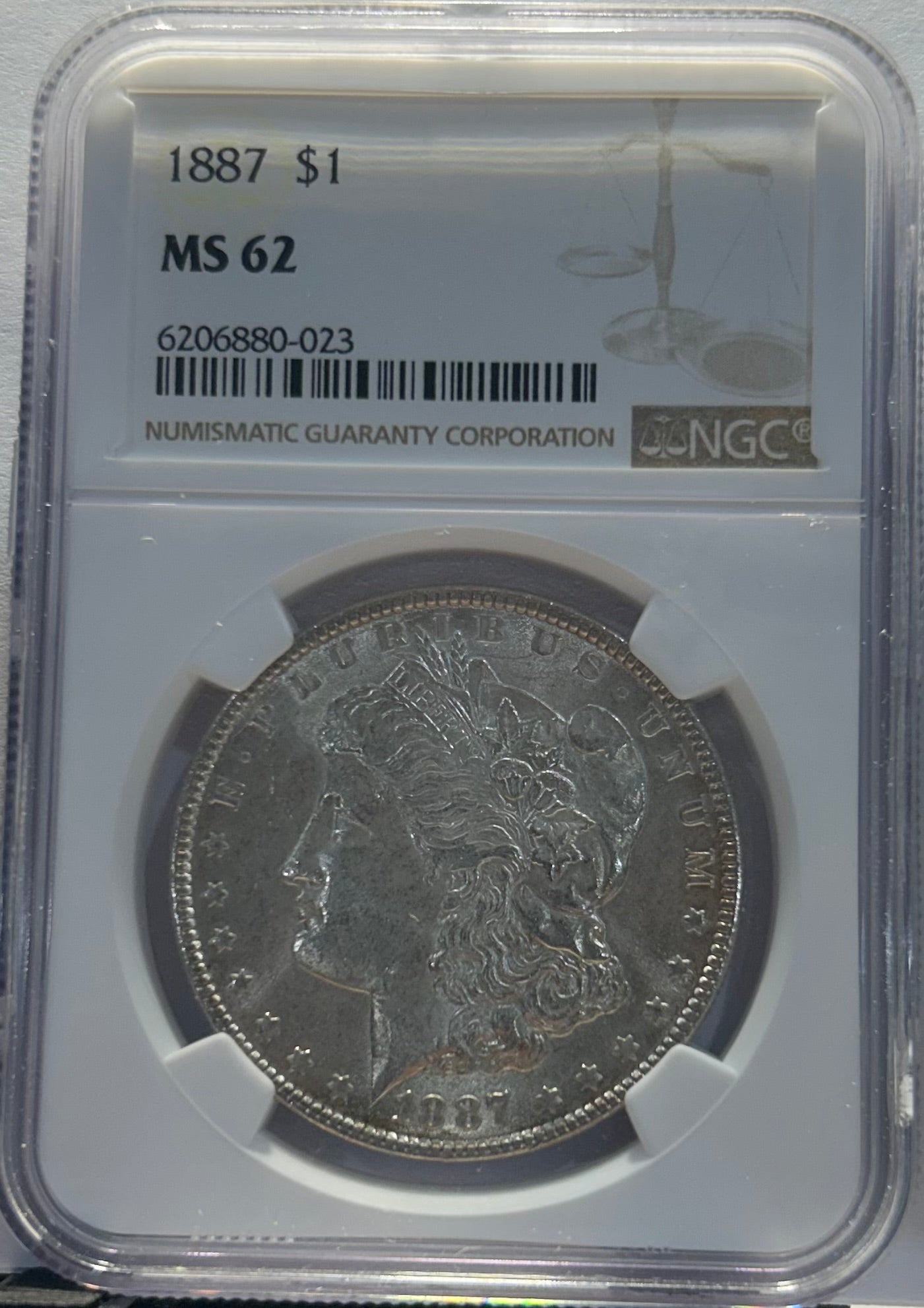 Silver Morgan Dollar 1887 NGC MS62
